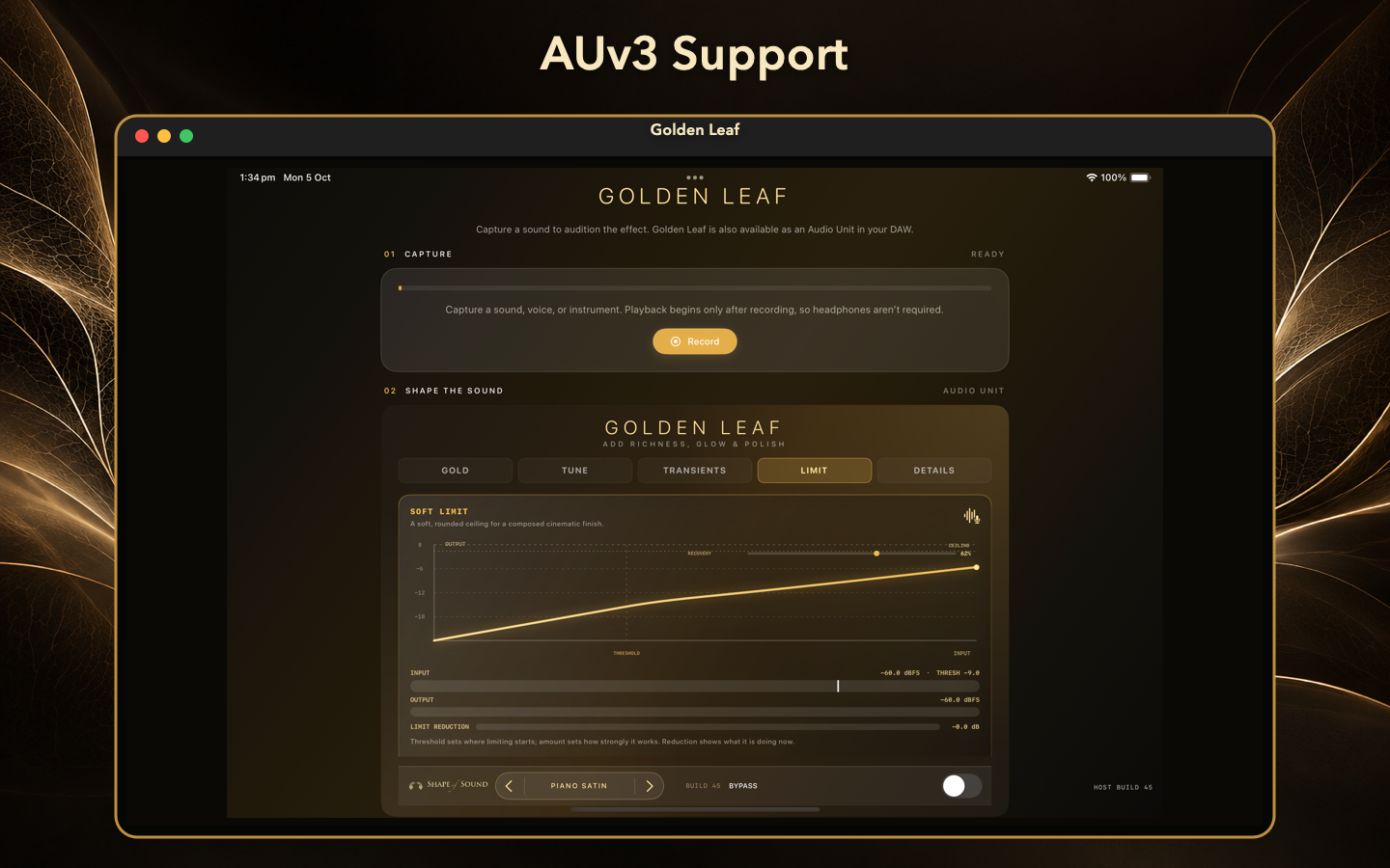 Golden Leaf AUv3 interface