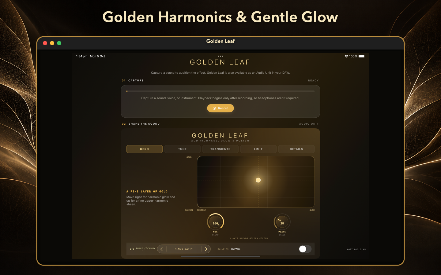 Golden Leaf Gold character interface
